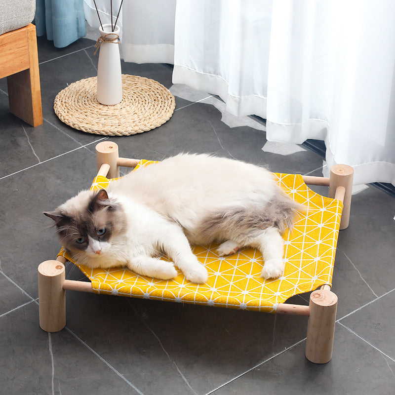 Wooden Frame Cotton Canvas Cat Hammock