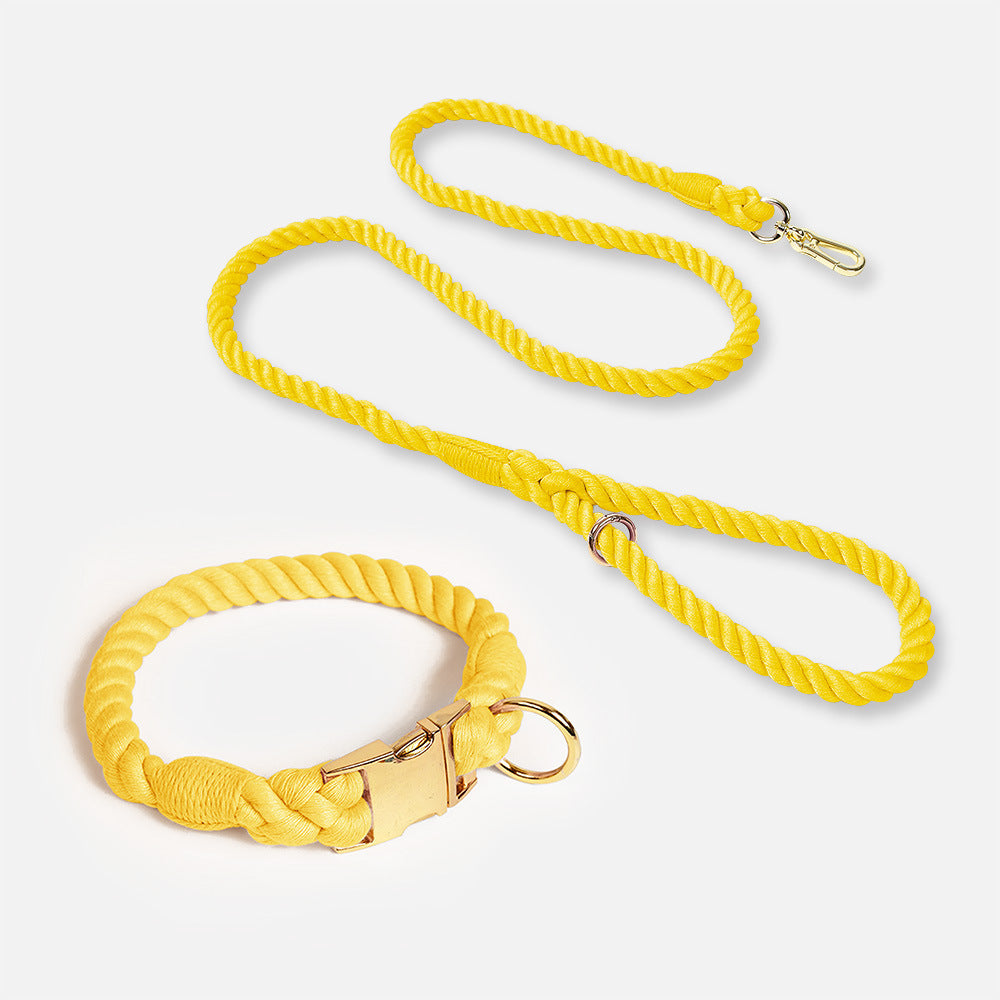 Woven Cotton Pet Collar & Leash