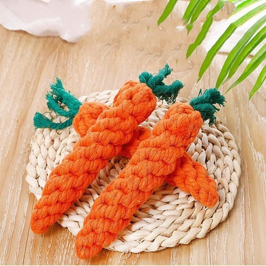 Cotton Carrot Dog Toy