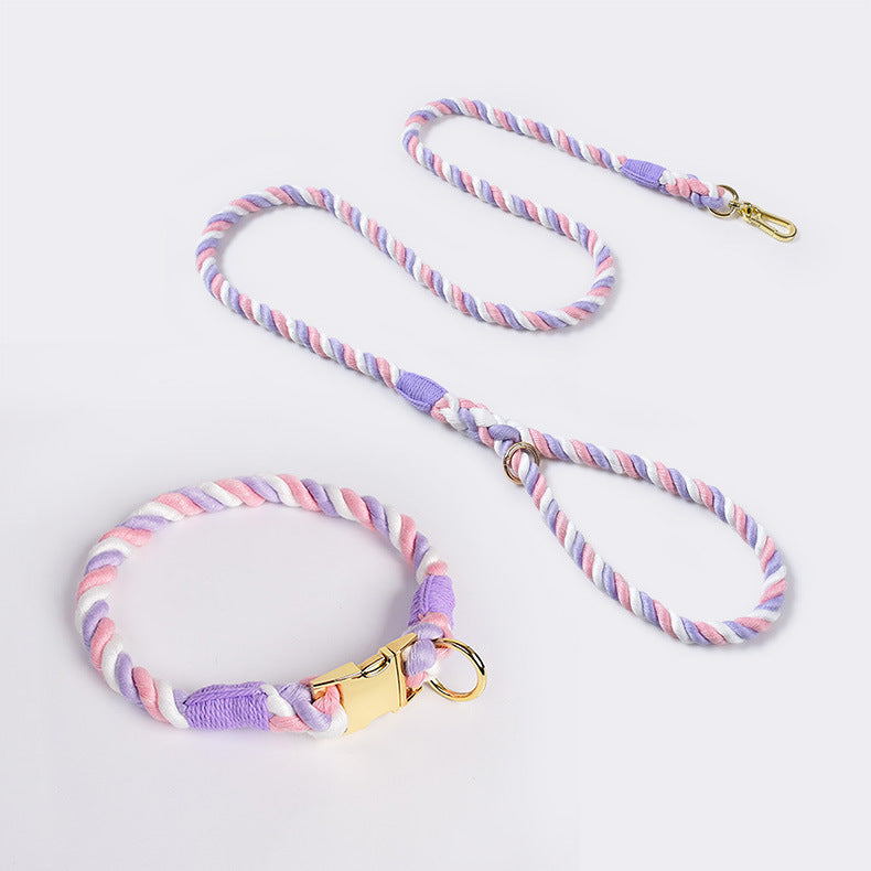 Woven Cotton Pet Collar & Leash