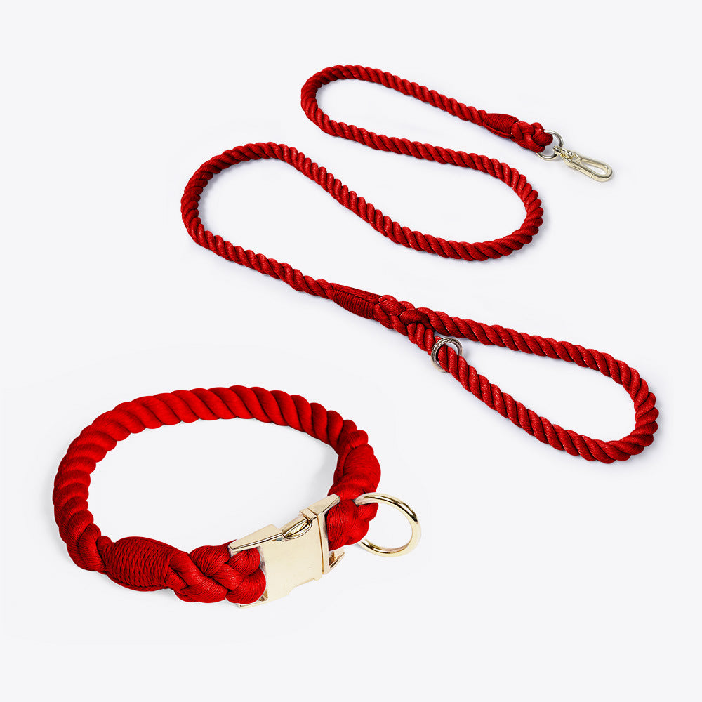 Woven Cotton Pet Collar & Leash